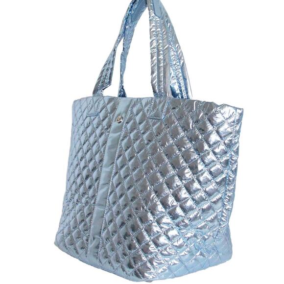 The Debra Diamond Quilted Nylon Tote Bag Ice Blue - Picture 4 of 5
